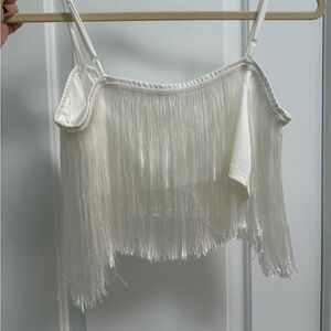 Amazon White Fringe Camisole Top